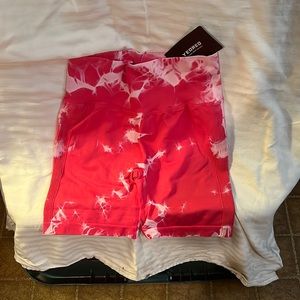 Hot pink tie dye bike shorts